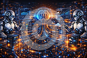 Artificial Intelligence Digital Brain with Data Network and Cloud Technology Interface