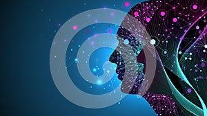 Artificial intelligence with Digital Brain, Neural Networks and Learning Processing Big Data, Machine Learning concept