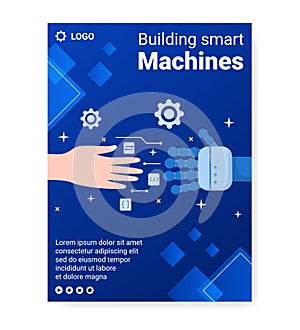 Artificial Intelligence Digital Brain Technology Poster Template Flat Illustration Editable of Square Background for Social media