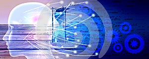 Artificial intelligence Digital eye Abstract technology background. Java, coding.