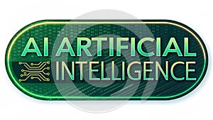 Artificial Intelligence Digital Logo â Green Tech and Coding Background