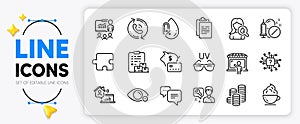 Artificial intelligence, Dots message and No alcohol line icons. For web app. Vector