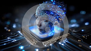 Artificial intelligence entity: cyber link, machine insight, neural exchange, futuristic logic, cloud function, chatbot