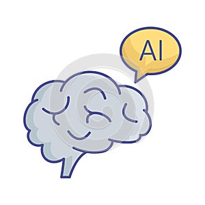 Artificial intelligence fill vector icon which can easily modify or edit