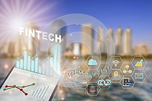Artificial intelligence and fintech theme technology transformation concept and investment with internet of thing idea