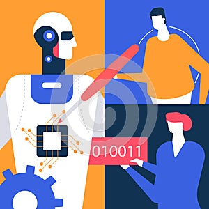 Artificial intelligence - flat design style colorful illustration