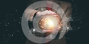 artificial intelligence future innovation, cloud computing network technology with global connection big data database ,finance