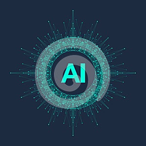 Artificial Intelligence. Future Tech Logo AI. Artificial Intelligence and Machine Learning Concept. Vector symbol AI