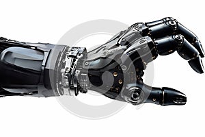 Artificial intelligence. Future technology concept - robot hand on a black background