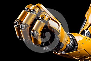 Artificial intelligence. Future technology concept - robot hand on a black background