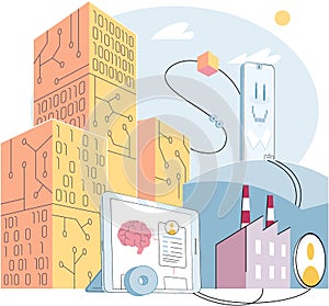 Artificial Intelligence. Future technology, neural network in industry. Technical innovation