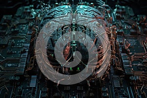 Artificial intelligence. Futuristic technology trends concept. Network structure background. Machine learning. Data