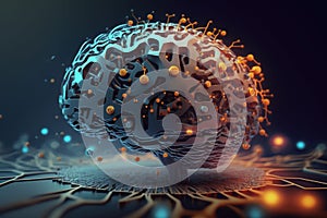 Artificial intelligence. Futuristic technology trends concept. Network structure background. Machine learning. Data