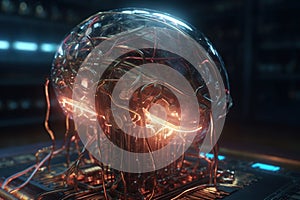 Artificial intelligence. Futuristic technology trends concept. Network structure background. Machine learning. Data