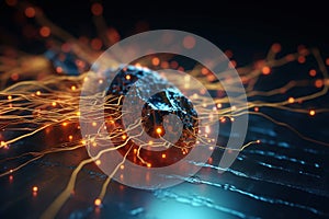 Artificial intelligence. Futuristic technology trends concept. Network structure background. Machine learning. Data