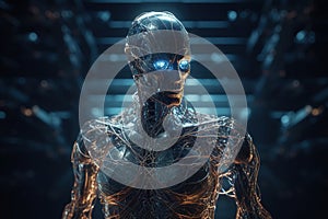 Artificial intelligence. Futuristic technology trends concept. Network structure background. Machine learning. Data