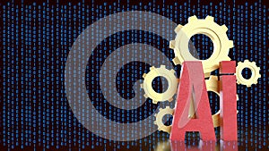 Artificial Intelligence Gears with Binary Code 3d render