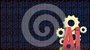 Artificial Intelligence Gears with Binary Code 3d render
