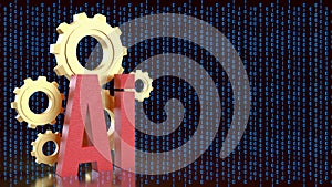 Artificial Intelligence Gears with Binary Code 3d render