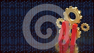 Artificial Intelligence Gears with Binary Code 3d render