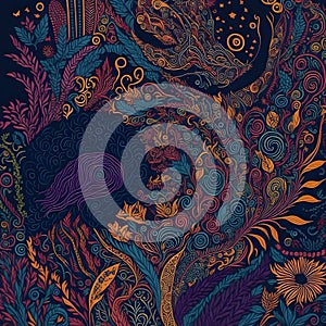 colorful image of the abstract doodle art in multitude array of shapes,patterns,textures,colors and intricate details.