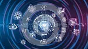 Artificial Intelligence global network technology and innovation concept