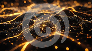 Artificial intelligence glowing neural network data connections