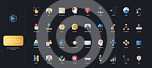 Artificial Intelligence Gradient Flat Icon Set
