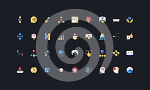 Artificial Intelligence Gradient Flat Icon Set