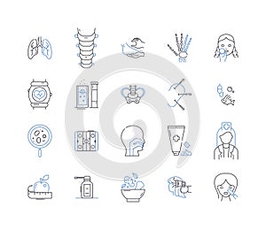 Artificial intelligence in healthcare line icons collection. Diagnostics, Machine learning, Robotics, Precision medicine