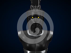 Artificial intelligence hub, dark droid version. 3d illustration, front view