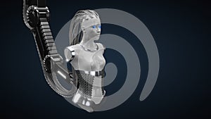 Artificial intelligence hub, white droid version. 3d illustration