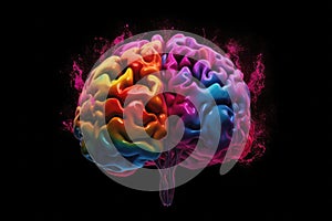 Artificial intelligence, Human Brain Colored. Colorful. Creativity concept. Generative AI