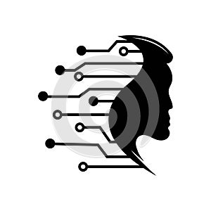 Artificial intelligence and human face logo template