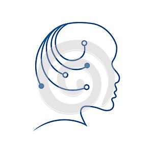 Artificial intelligence and human face logo template