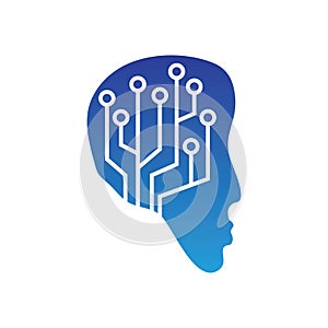 Artificial intelligence and human face logo template
