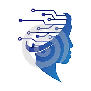 Artificial intelligence and human face logo template