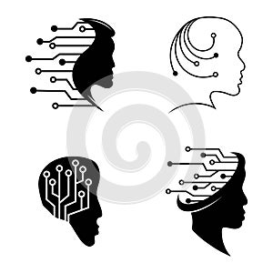 Artificial intelligence and human face logo template