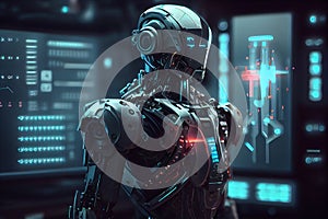 Artificial Intelligence humanoid robot,machine learning with data mining technology