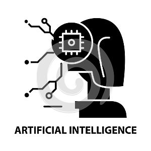 artificial intelligence icon, black vector sign with editable strokes, concept illustration