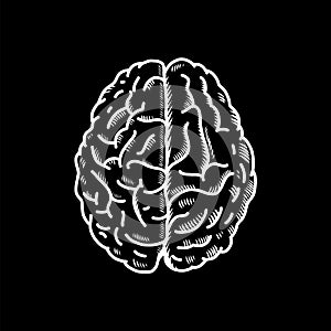 Artificial intelligence icon brain. Vector illustration. Isolated on black background