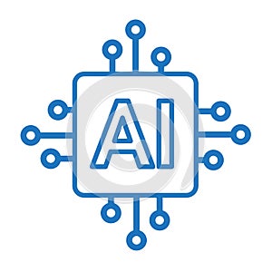 Artificial intelligence icon. Simple ai system logo. Microchip processor AI