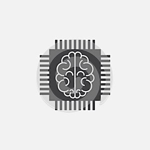 Artificial intelligence icon vector, chip solid logo illustration