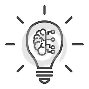 Artificial intelligence icon. Vector illustration. Symbol of innovation, engineering, idea, editable stroke, pixel