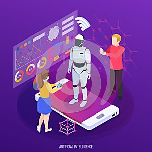 Artificial Intelligence Isometric Composition