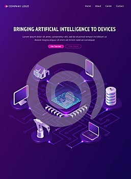 Artificial intelligence isometric landing page, Ai