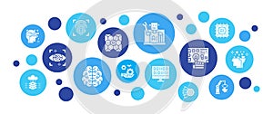 Artificial Intelligence landing page layout. Robotics, Chatbot, Database, Big Data web banner concept