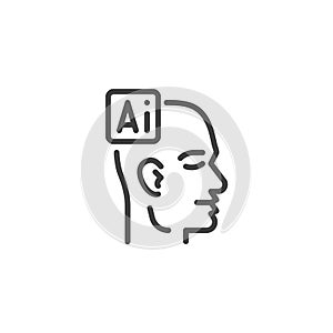 Artificial intelligence learning line icon
