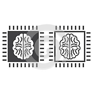 Artificial intelligence line icon, outline and solid vector sign