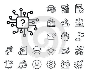 Artificial intelligence line icon. Support network sign. Salaryman, gender equality and alert bell. Vector